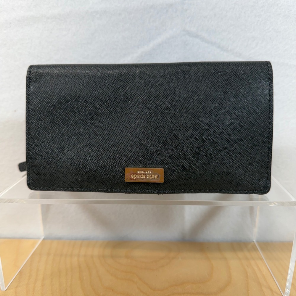 Kate Spade New‎ York Black Saffiano Leather Wallet Card Holder Gold Hardware